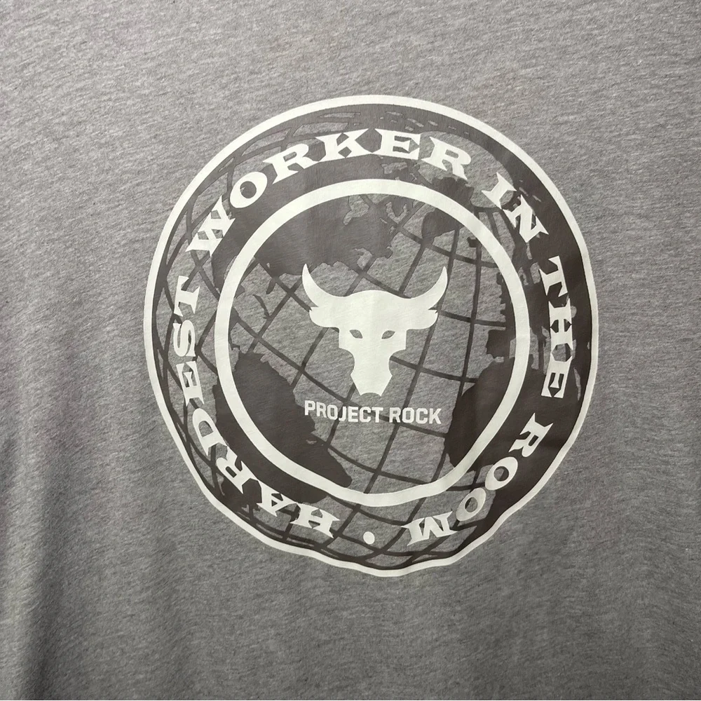 *Sold*
Under Armour Project Rock Men’s Gray Graphic T shirt M “Hardest Worker” - Picture 4 of 10